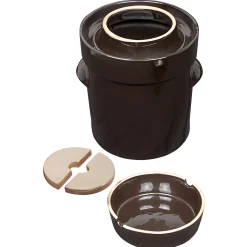 Gemüse Auf Vorrat|Fermentiergläser & Zubehör|Gärtopf 10 Liter braun mit Beschwerungssteinen