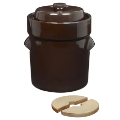 Gemüse Auf Vorrat|Fermentiergläser & Zubehör|Gärtopf  5 Liter braun mit Beschwerungssteinen