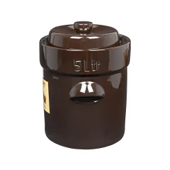 Gemüse Auf Vorrat|Fermentiergläser & Zubehör|Gärtopf  5 Liter braun mit Beschwerungssteinen