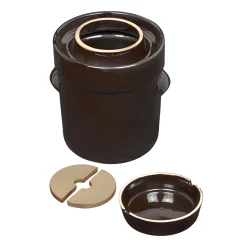 Gemüse Auf Vorrat|Fermentiergläser & Zubehör|Gärtopf  5 Liter braun mit Beschwerungssteinen