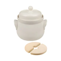 Gemüse Auf Vorrat|Fermentiergläser & Zubehör|Gärtopf  2 Liter creme-weiß mit Beschwerungssteinen