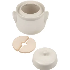 Gemüse Auf Vorrat|Fermentiergläser & Zubehör|Gärtopf  4 Liter creme-weiß mit Beschwerungssteinen