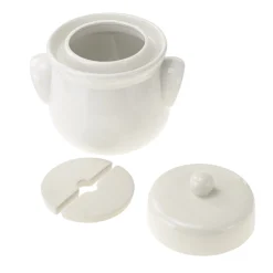 Gemüse Auf Vorrat|Fermentiergläser & Zubehör|Gärtopf  3 Liter creme-weiß mit Beschwerungssteinen