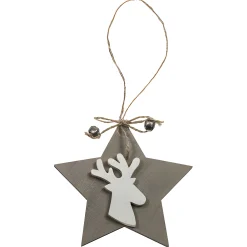 Deko|Holz-Anhänger 'Stern mit Elch' rustikal