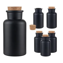 Gewürze Und Kräuter|Gläser-Sets|Korkenglas 300 ml schwarz matt beschichtet, 6er Set