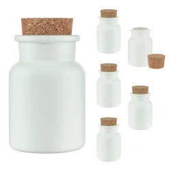 Gewürze Und Kräuter|Gläser-Sets|Korkenglas 150 ml weiß matt beschichtet, 6er Set