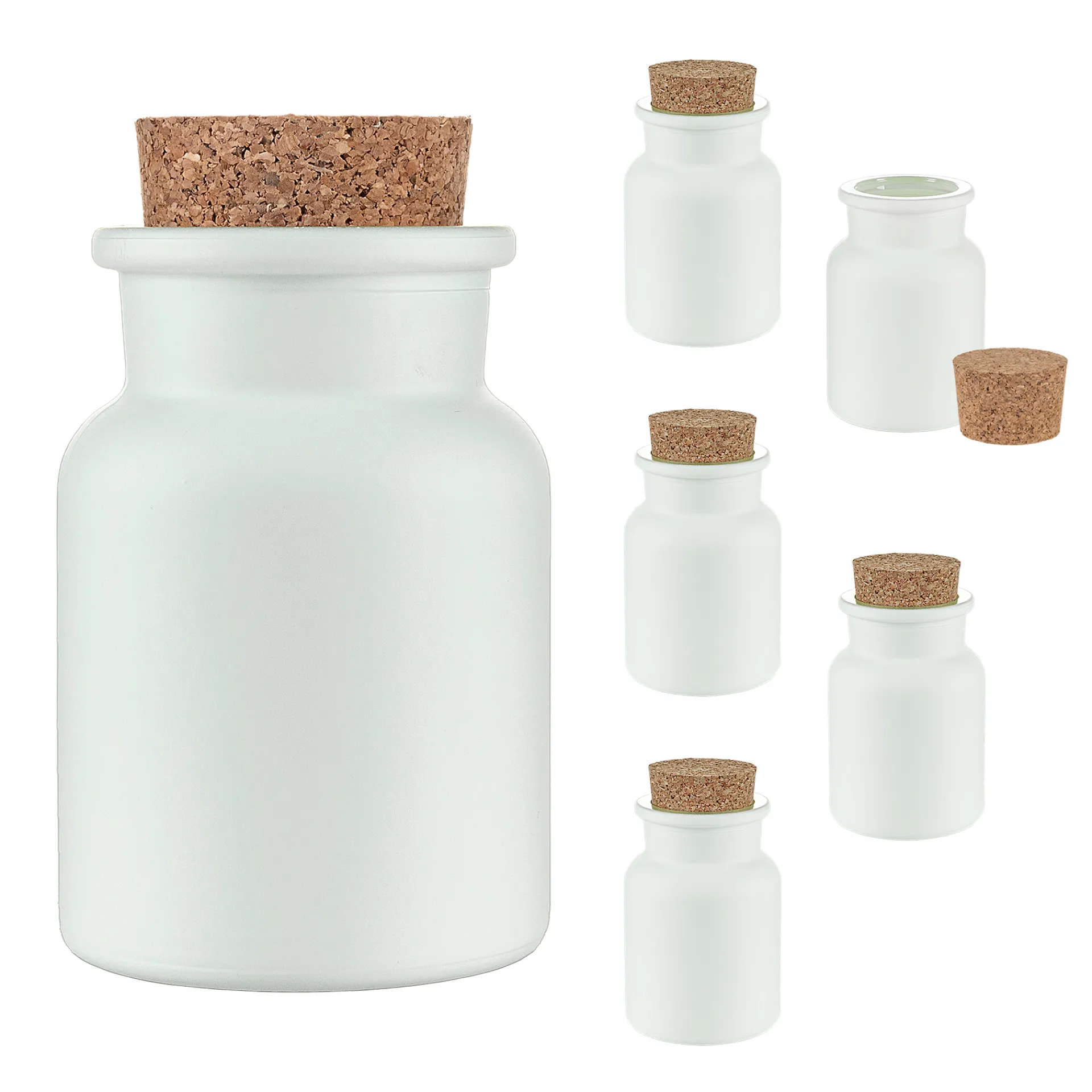 Gewürze Und Kräuter|Gläser-Sets|Korkenglas 150 ml weiß matt beschichtet, 6er Set
