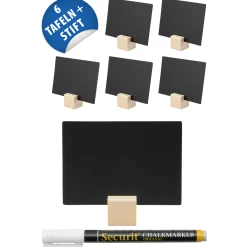Tafeln Und Beschriftung|Buffetpräsentation|Kreidetafel mit Holzständer, 6 Stück plus Stift