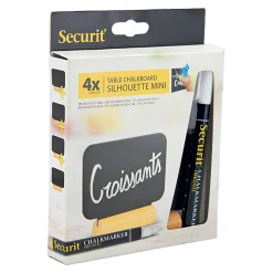 Feiern Und Feste|Tafeln Und Beschriftung|Mini Kreidetafel mit Holzsockel, 4 Stück plus Stift