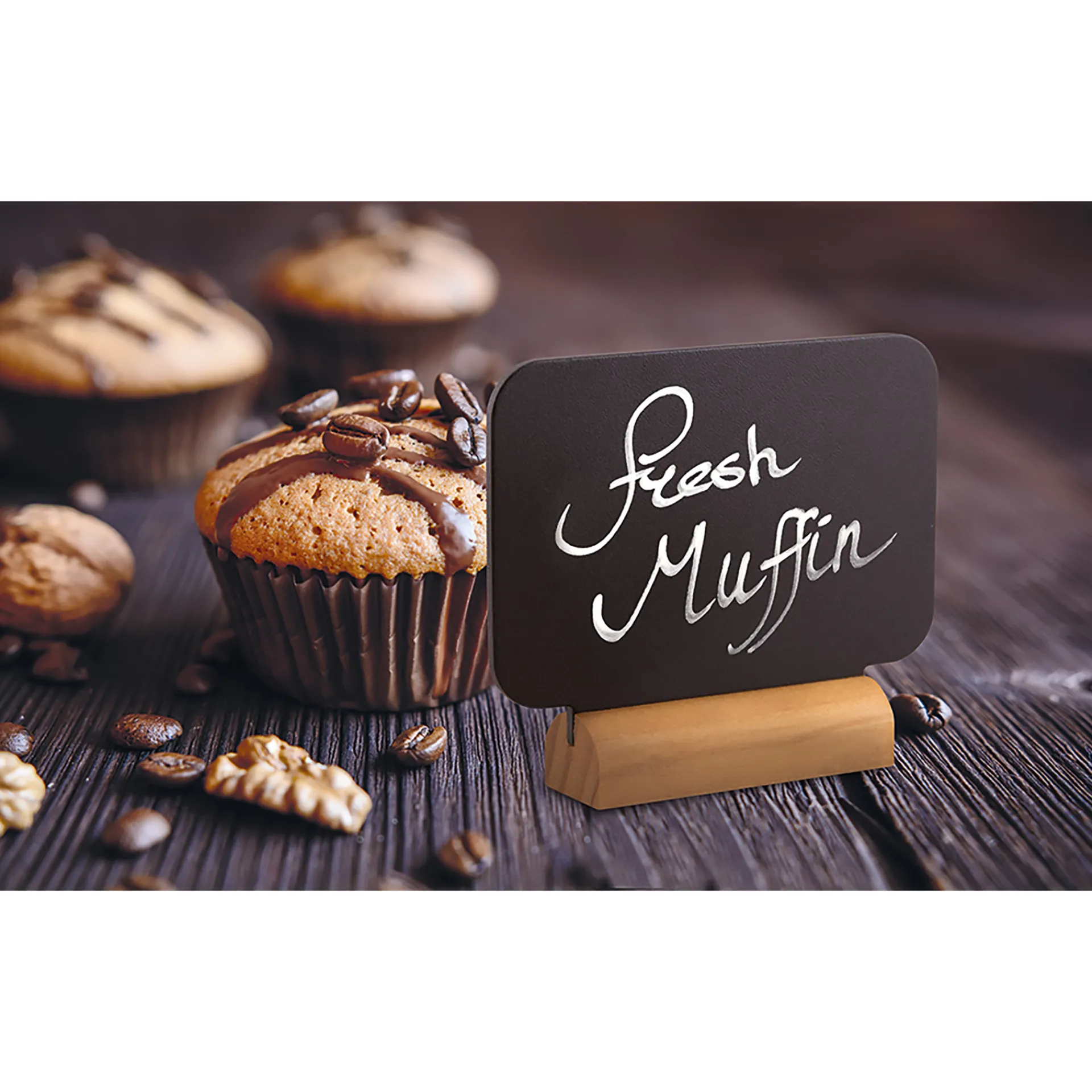 Feiern Und Feste|Tafeln Und Beschriftung|Mini Kreidetafel mit Holzsockel, 4 Stück plus Stift