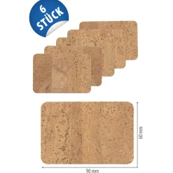 Etiketten Zum Beschriften|Naturkork-Etikett 90 x 60 mm, 6 Stück