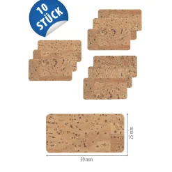 Etiketten Zum Beschriften|Naturkork-Etikett 50 x 25 mm, 10 Stück
