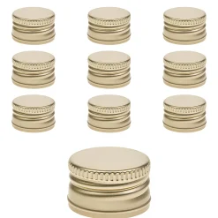 Schraubdeckel|PP 31,5 gold Aluminium ohne Rollrand, 10 Stück