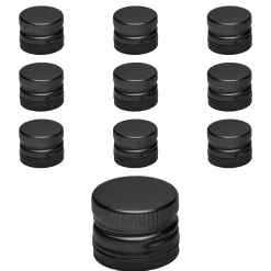 Schraubdeckel|PP 31,5 schwarz Aluminium mit Originalitätsring, 10 Stück