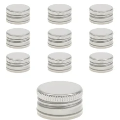 Schraubdeckel|PP 24 silber Aluminium, 10 Stück