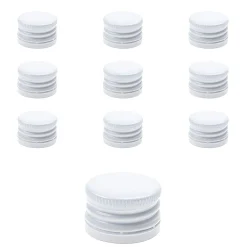 Schraubdeckel|PP 28 weiß Aluminium mit Originalitätsring, 10 Stück