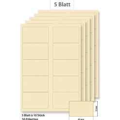Etiketten Zum Beschriften|Bedruckbare Etiketten|Steffis Etiketten 82 x 52 mm creme - 5 Blatt A4
