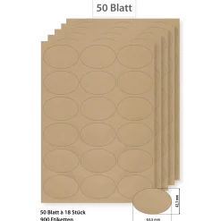 Etiketten Zum Beschriften|Bedruckbare Etiketten|Steffis Etiketten 63,5 x 42,3 mm natur - 50 Blatt A4
