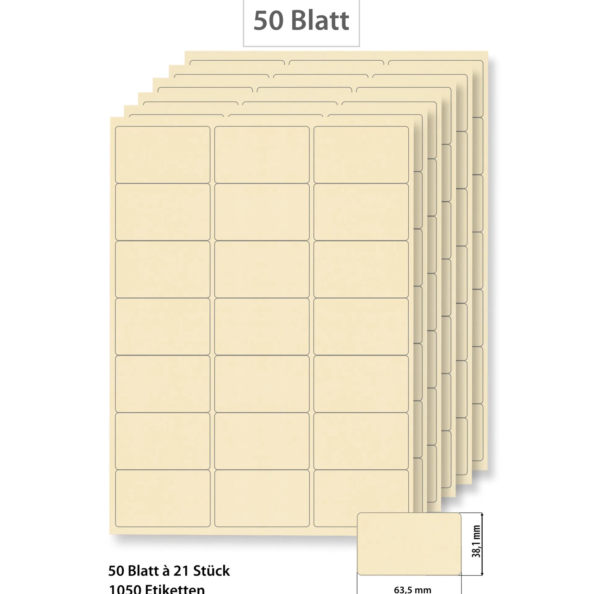 Etiketten Zum Beschriften|Bedruckbare Etiketten|Steffis Etiketten 63,5 x 38,1 mm creme - 50 Blatt A4