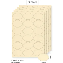Pesto|Etiketten Zum Beschriften|Steffis Etiketten 63,5 x 42,3 mm creme - 5 Blatt A4