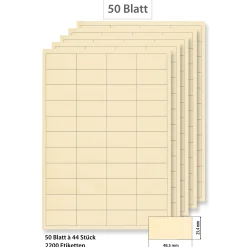 Etiketten Zum Beschriften|Bedruckbare Etiketten|Steffis Etiketten 48,5 x 25,4 mm creme - 50 Blatt A4