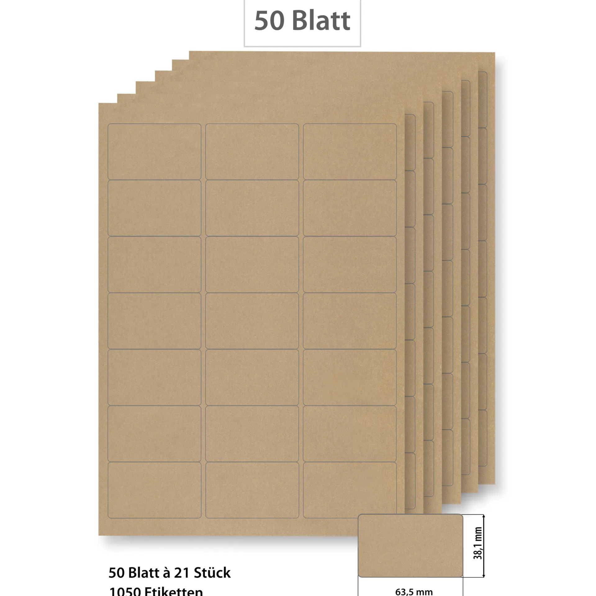 Etiketten Zum Beschriften|Bedruckbare Etiketten|Steffis Etiketten 63,5 x 38,1 mm natur - 50 Blatt A4