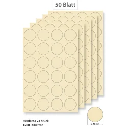 Etiketten Zum Beschriften|Bedruckbare Etiketten|Steffis Etiketten rund 40 mm creme - 50 Blatt A4