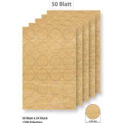Etiketten Zum Beschriften|Bedruckbare Etiketten|Steffis Etiketten rund 40 mm Holzdekor - 50 Blatt A4