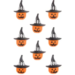 Halloween|Zum Aufkleben|Steinharz-Aufkleber 'Kürbis mit Hut, 8 Stück