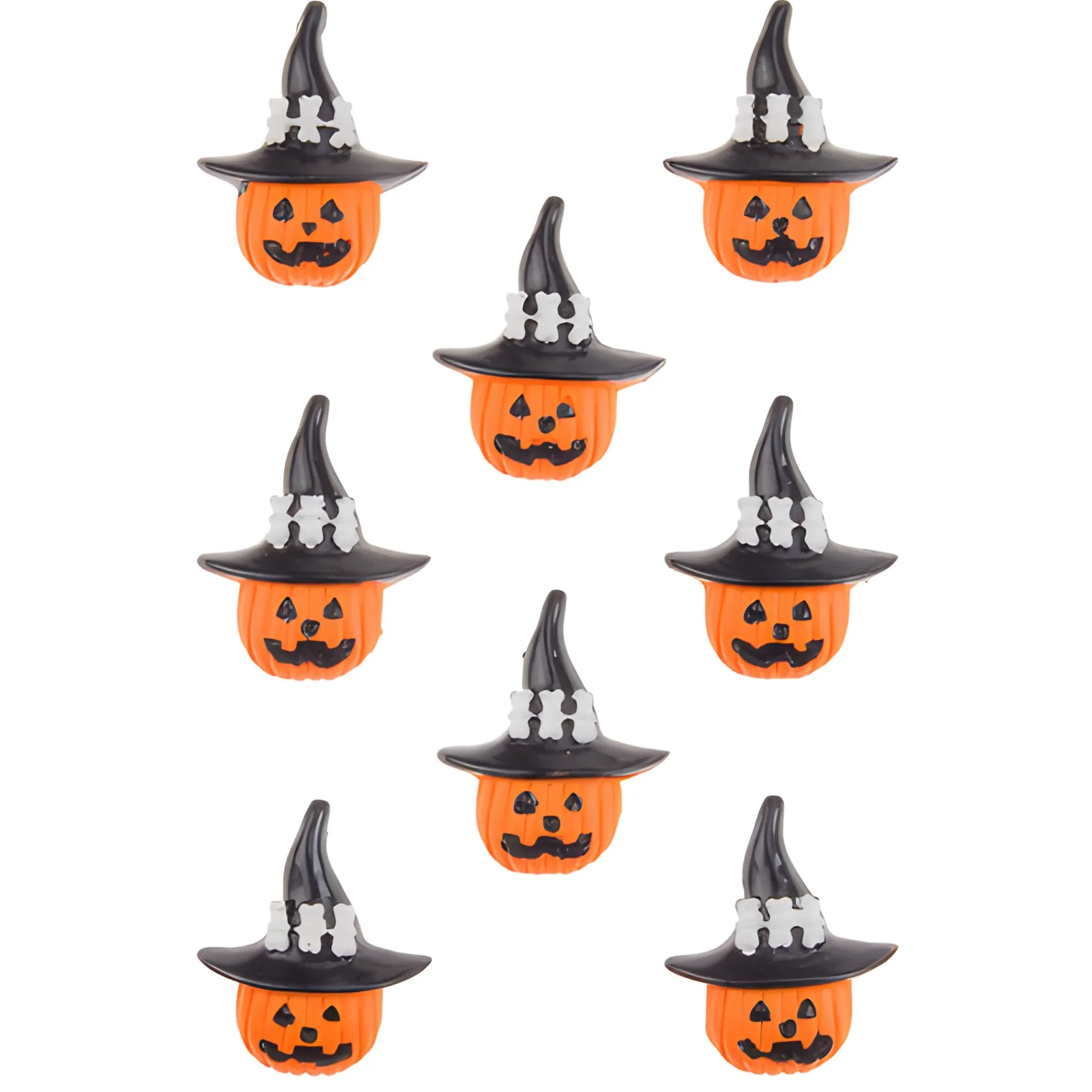 Halloween|Zum Aufkleben|Steinharz-Aufkleber 'Kürbis mit Hut, 8 Stück