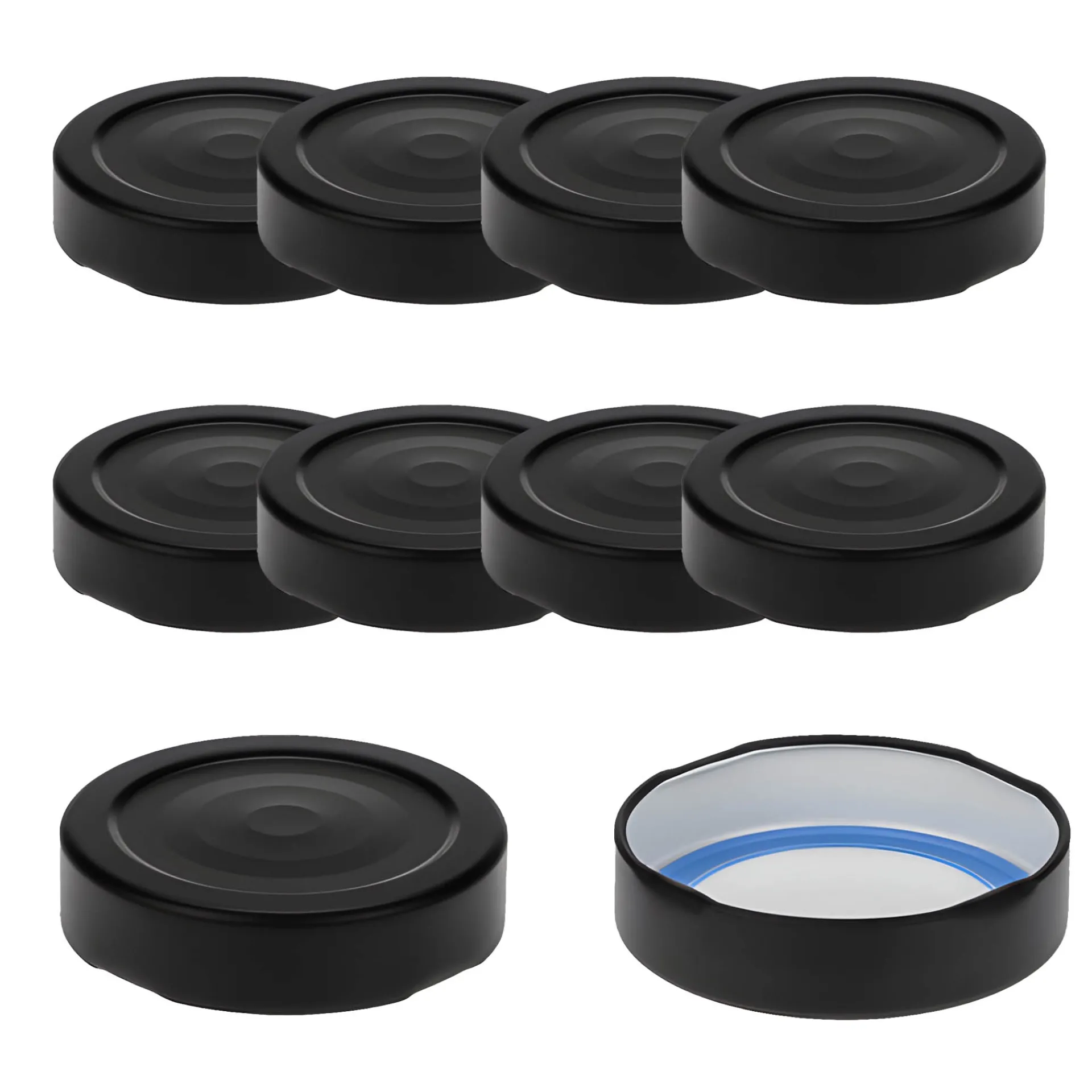 Blueseal Deckel|Twist-Off-Deckel Deep|TO 58 Deep schwarz matt past. mit Button BLUESEAL, 10 Stück