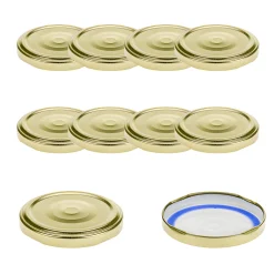 Blueseal Deckel|Twist-Off-Deckel|TO  66 gold past. mit Button BLUESEAL, 10 Stück