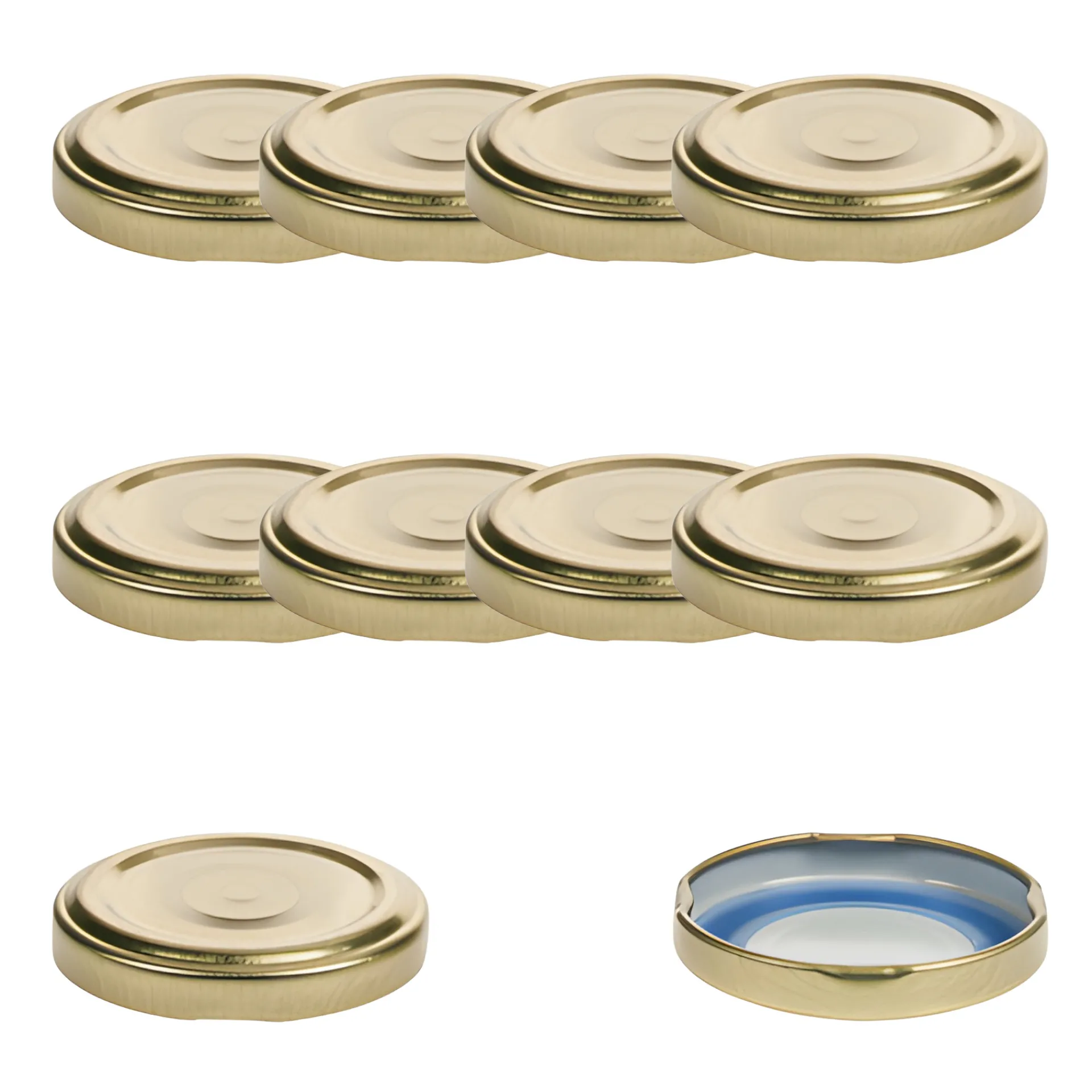 Blueseal Deckel|Twist-Off-Deckel|TO 48 gold past. mit Button BLUESEAL, 10 Stück