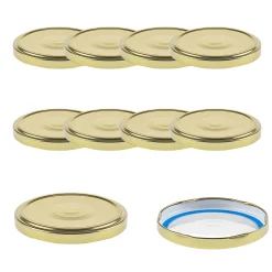Blueseal Deckel|Twist-Off-Deckel|TO  82 gold ster. mit Button BLUESEAL, 10 Stück