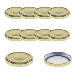 Blueseal Deckel|Twist-Off-Deckel|TO  66 gold ster. mit Button BLUESEAL, 10 Stück