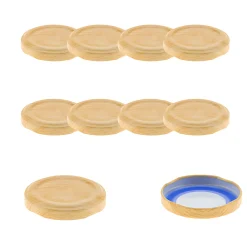 Blueseal Deckel|Twist-Off-Deckel|TO  48 Holzdekor matt past. BLUESEAL, 10 Stück