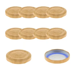 Blueseal Deckel|Twist-Off-Deckel|TO  53 Holzdekor matt past. mit Button BLUESEAL, 10 Stück