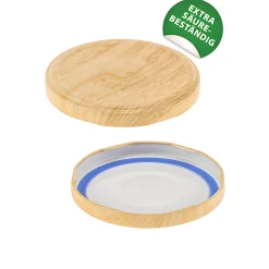 Blueseal Deckel|Twist-Off-Deckel|TO  82 Holzdekor matt past. mit Button BLUESEAL, 10 Stück