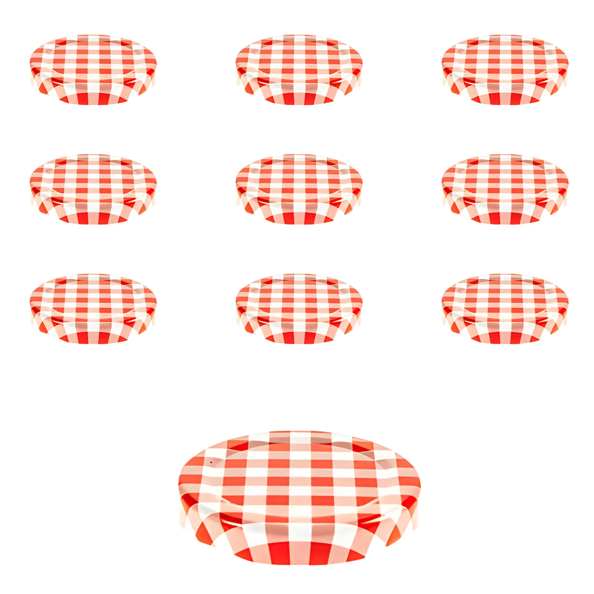 Twist-Off-Deckel|Twist-Off-Deckel|TO 53 kariert rot/weiß past., 10 Stück