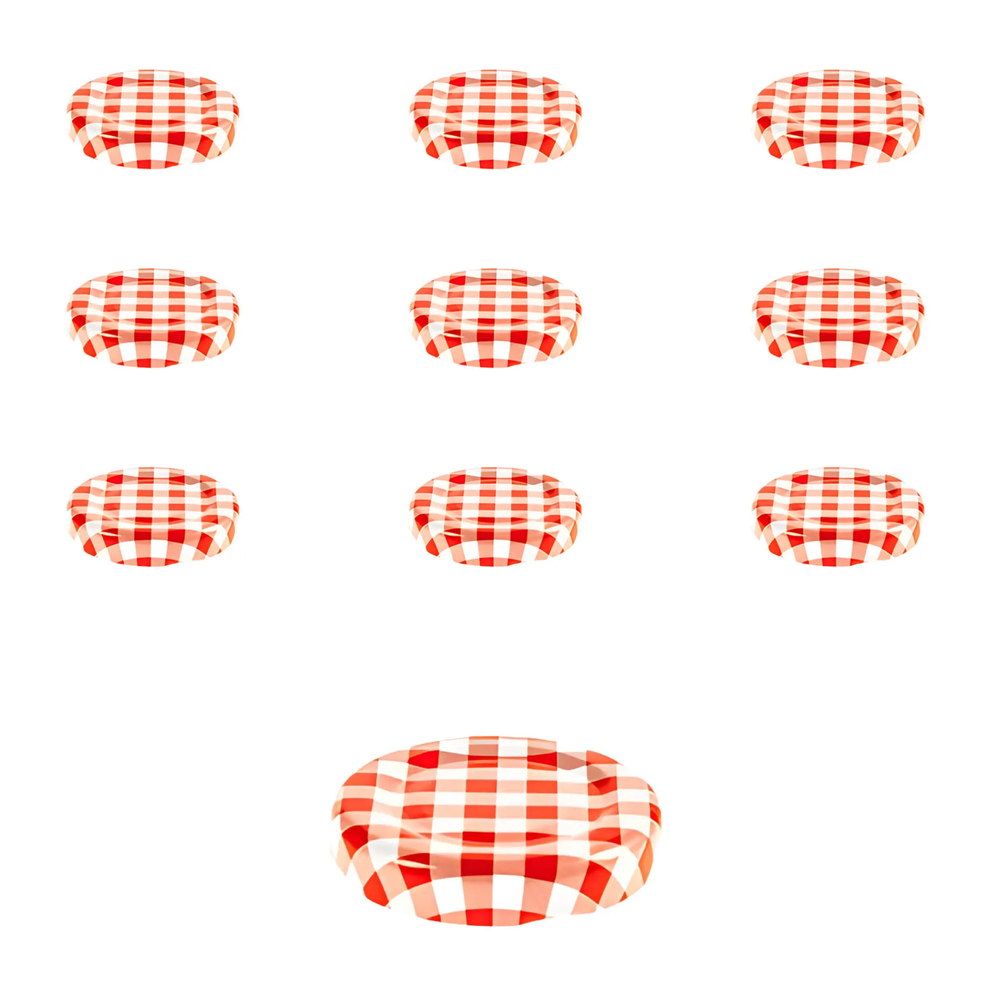 Twist-Off-Deckel|Twist-Off-Deckel|TO 43 kariert rot/weiß past., 10 Stück