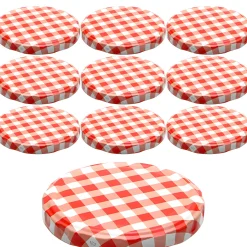 Twist-Off-Deckel|TO  82 kariert rot/weiß ster., 10 Stück