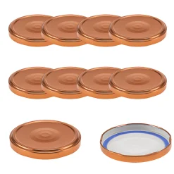 Blueseal Deckel|Twist-Off-Deckel|TO  82 kupfer past. mit Button BLUESEAL, 10 Stück