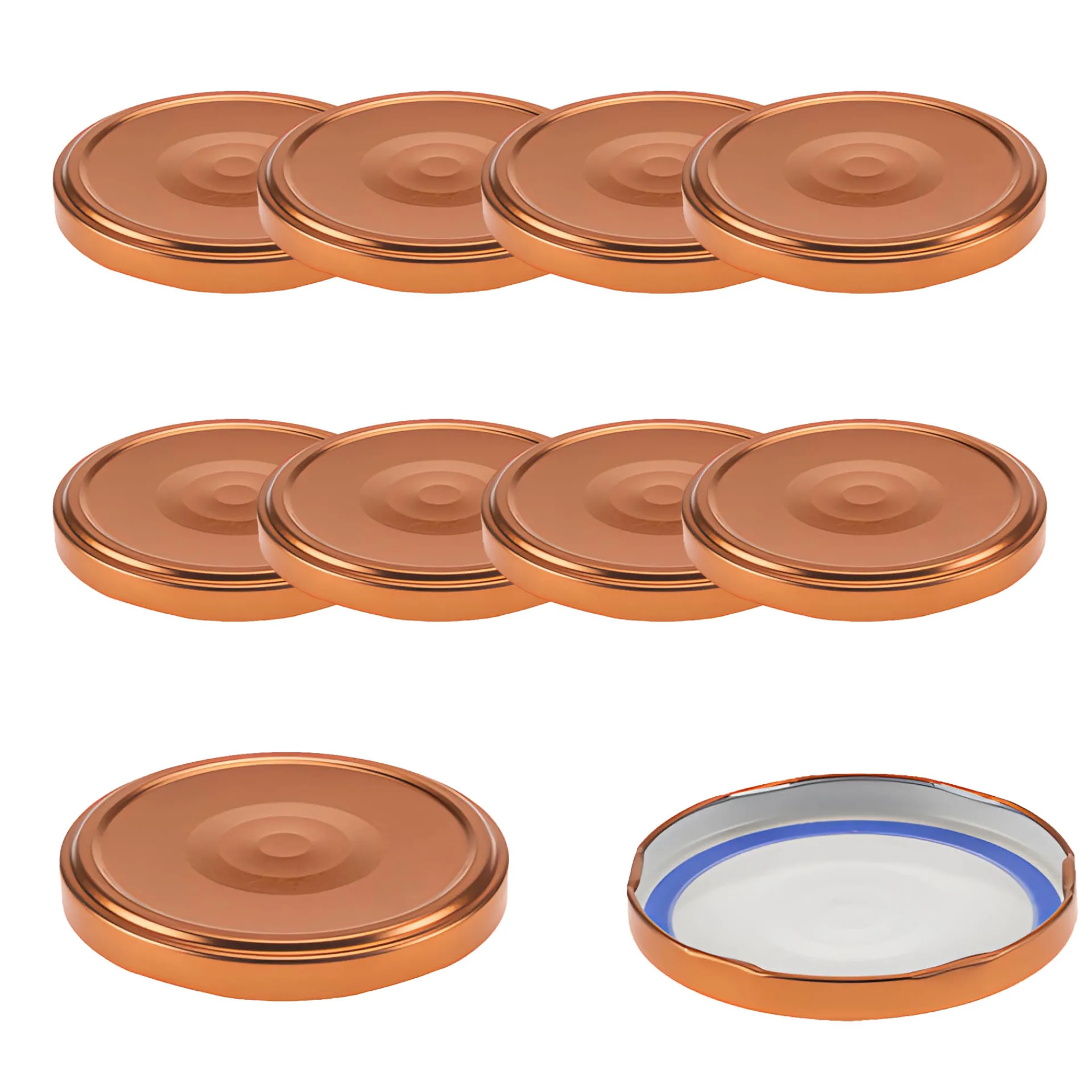 Blueseal Deckel|Twist-Off-Deckel|TO 82 kupfer past. mit Button BLUESEAL, 10 Stück