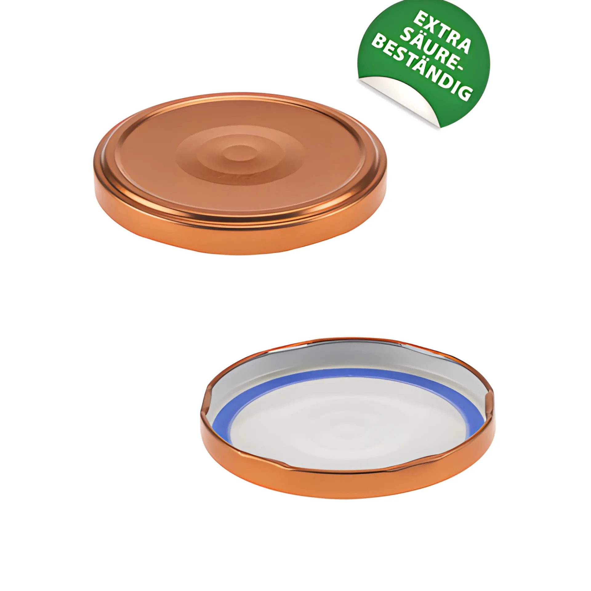 Blueseal Deckel|Twist-Off-Deckel|TO 82 kupfer past. mit Button BLUESEAL, 10 Stück