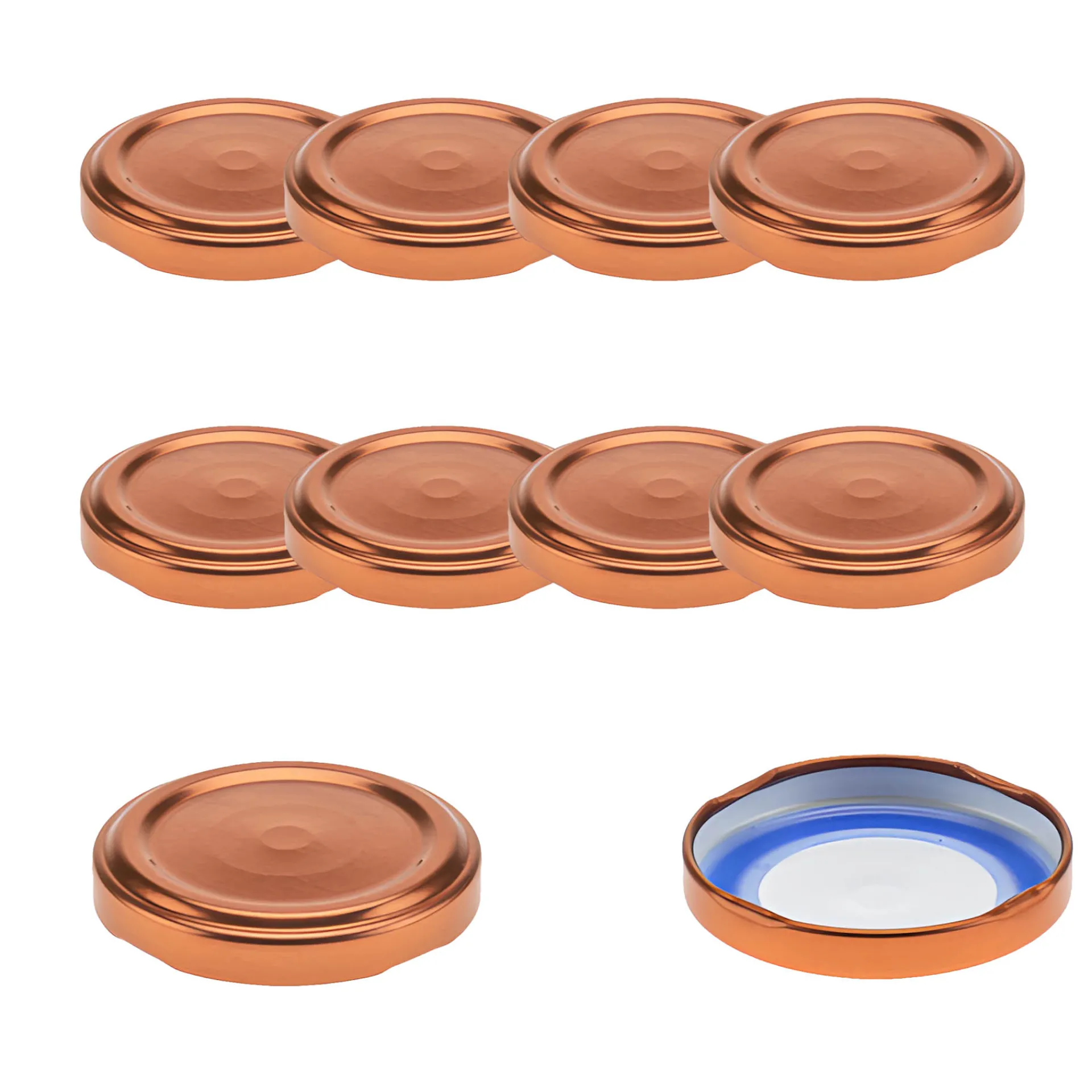 Blueseal Deckel|Twist-Off-Deckel|TO 48 kupfer past. mit Button BLUESEAL, 10 Stück
