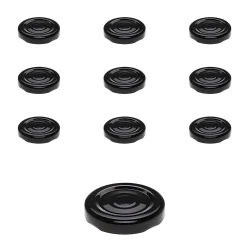 Twist-Off-Deckel|Twist-Off-Deckel|TO  43 schwarz past. mit Button, 10 Stück