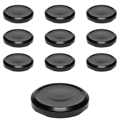 Twist-Off-Deckel|Twist-Off-Deckel|TO  53 schwarz past. mit Button, 10 Stück