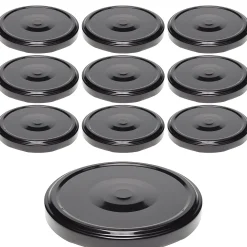 Twist-Off-Deckel|TO  82 schwarz past. mit Button, 10 Stück
