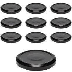 Twist-Off-Deckel|TO  63 schwarz past. mit Button, 10 Stück