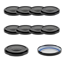 Blueseal Deckel|Twist-Off-Deckel|TO  66 schwarz ster. mit Button BLUESEAL, 10 Stück